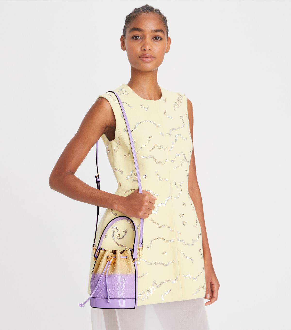 Lavender Tory Burch Mini T Monogram Dip-dye Women's Bucket Bags | OUTLET-59613709