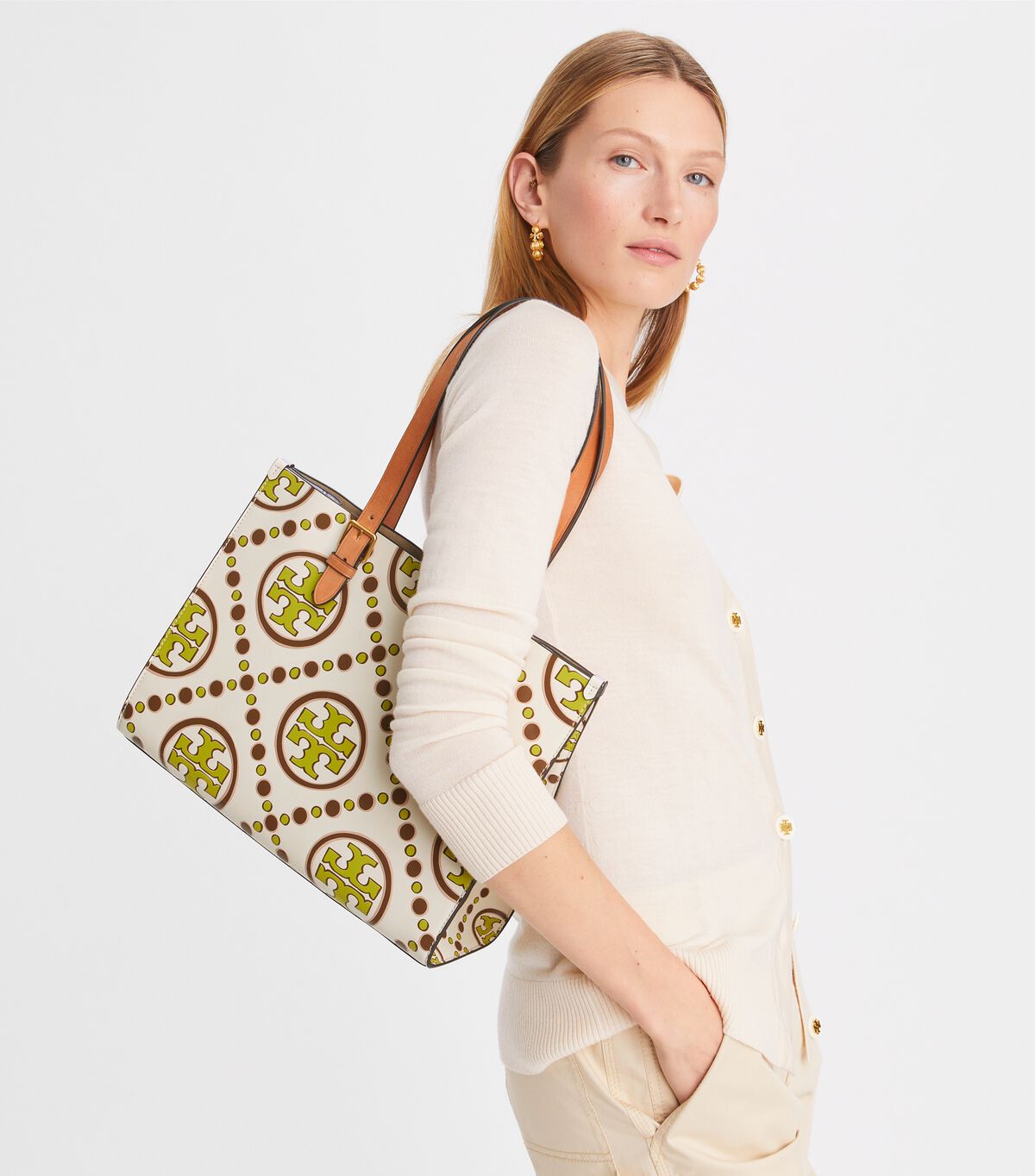 Lavender / White Tory Burch Small T Monogram Women's Tote Bags | OUTLET-20645989