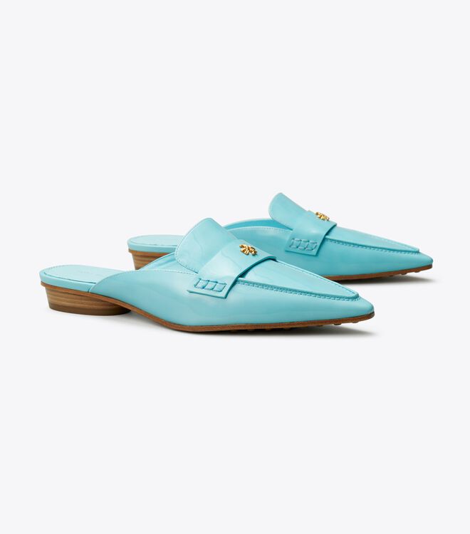 Light Blue Tory Burch Pointed Backless Women\'s Loafers | OUTLET-65478219