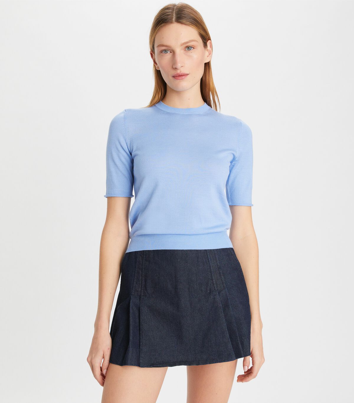 Light Blue Tory Burch Short-sleeve Women's Sweaters | OUTLET-15673909