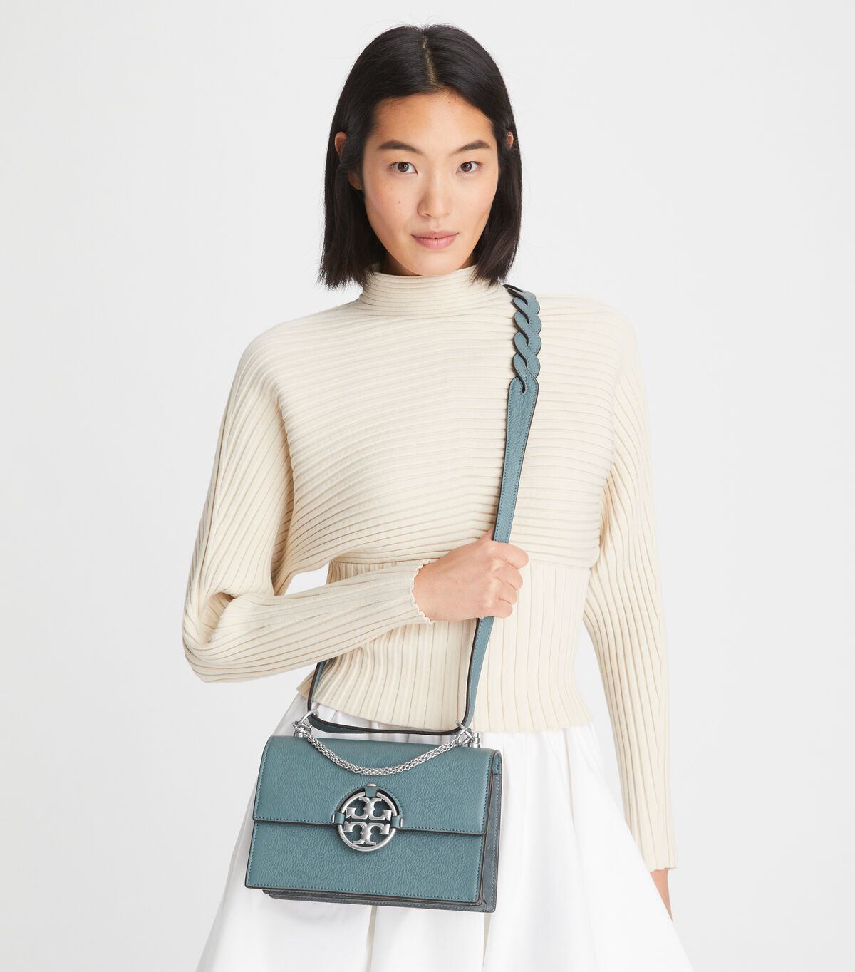 Light Blue Tory Burch Small Miller Women's Shoulder Bags | OUTLET-09126359