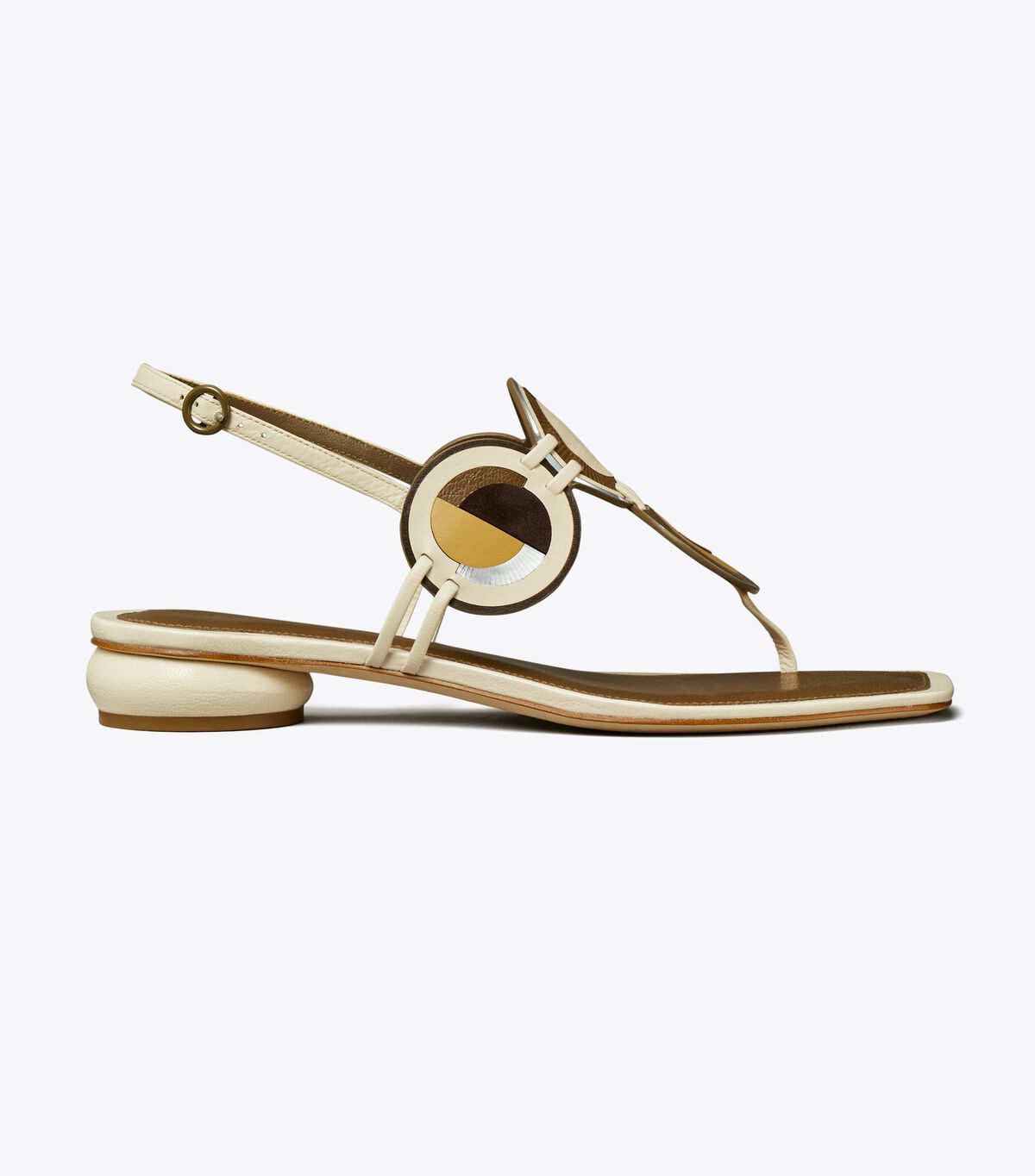 Light Cream Tory Burch Marquetry Disk Women's Sandals | OUTLET-60384719