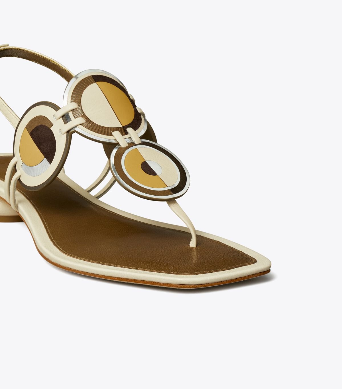 Light Cream Tory Burch Marquetry Disk Women's Sandals | OUTLET-60384719