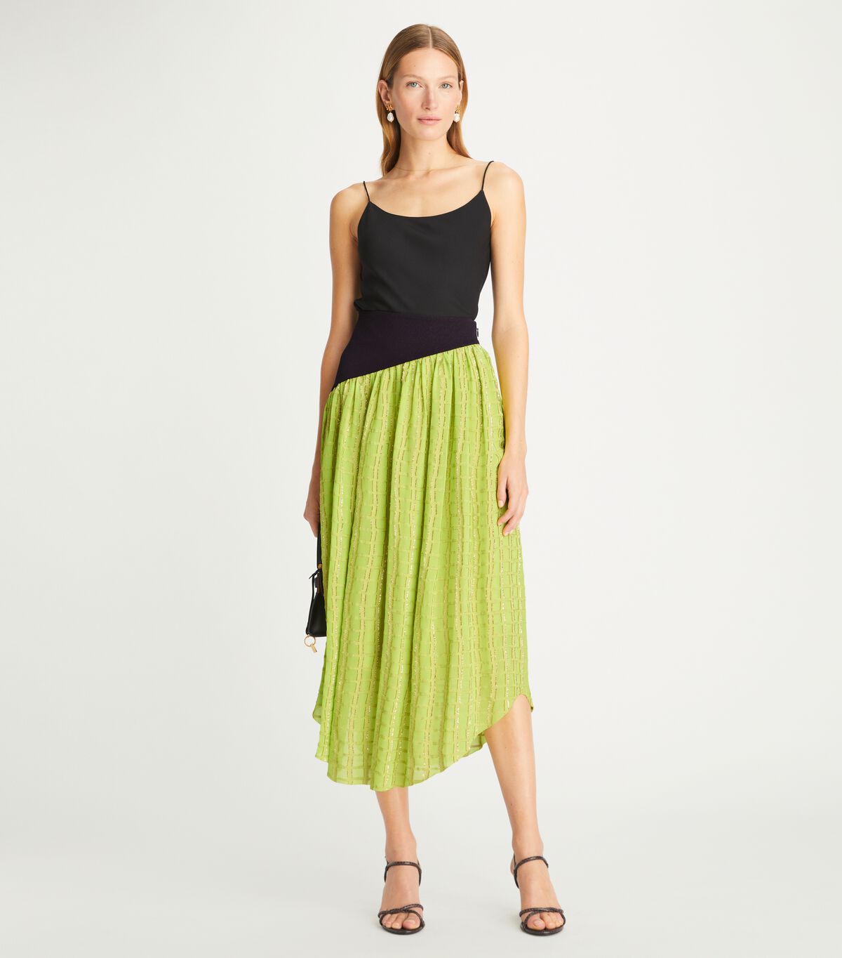 Light Green Tory Burch Colorblock Chiffon Women's Skirts | OUTLET-08731599