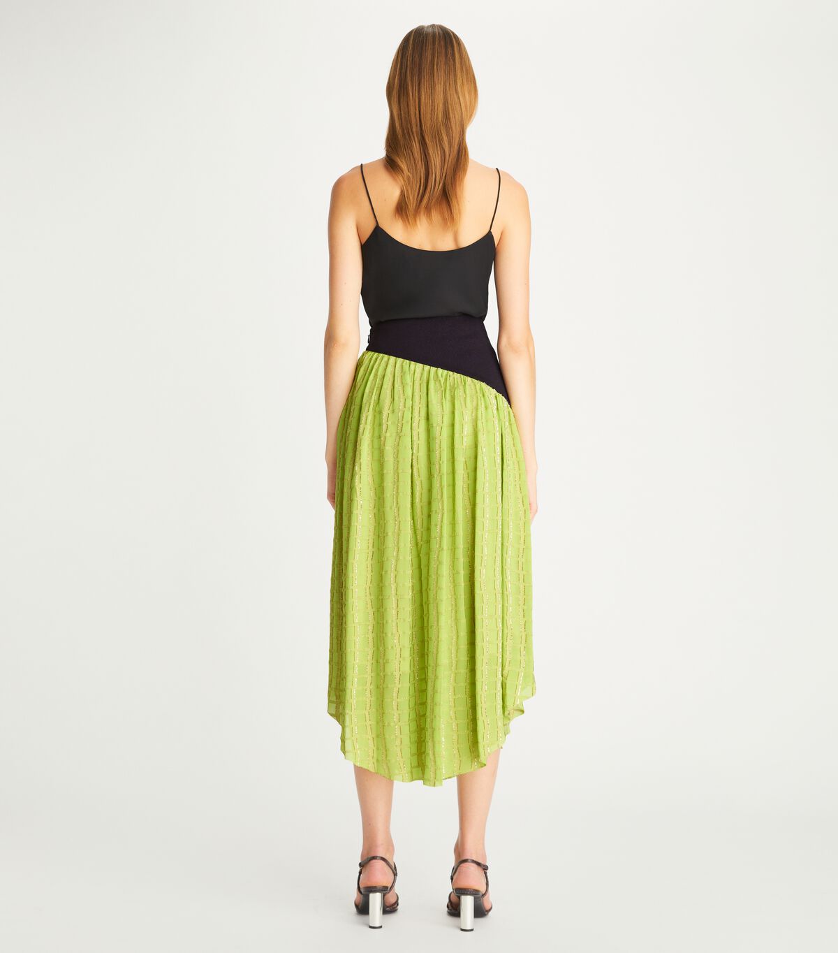 Light Green Tory Burch Colorblock Chiffon Women's Skirts | OUTLET-08731599