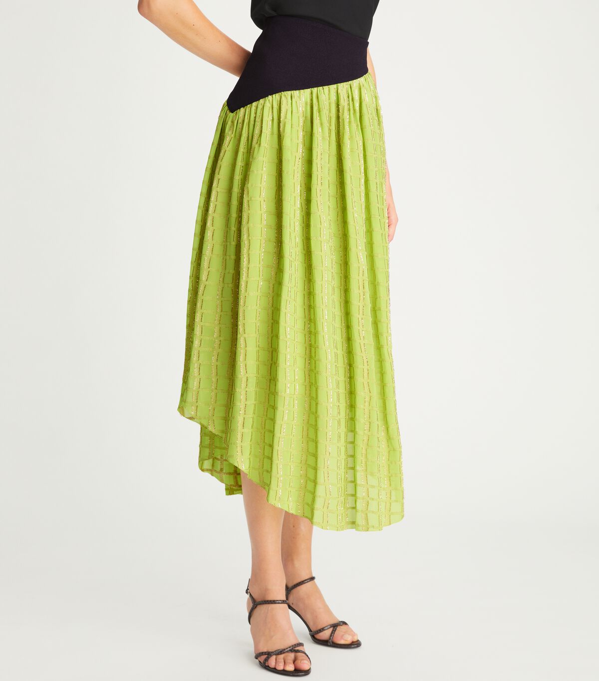 Light Green Tory Burch Colorblock Chiffon Women's Skirts | OUTLET-08731599