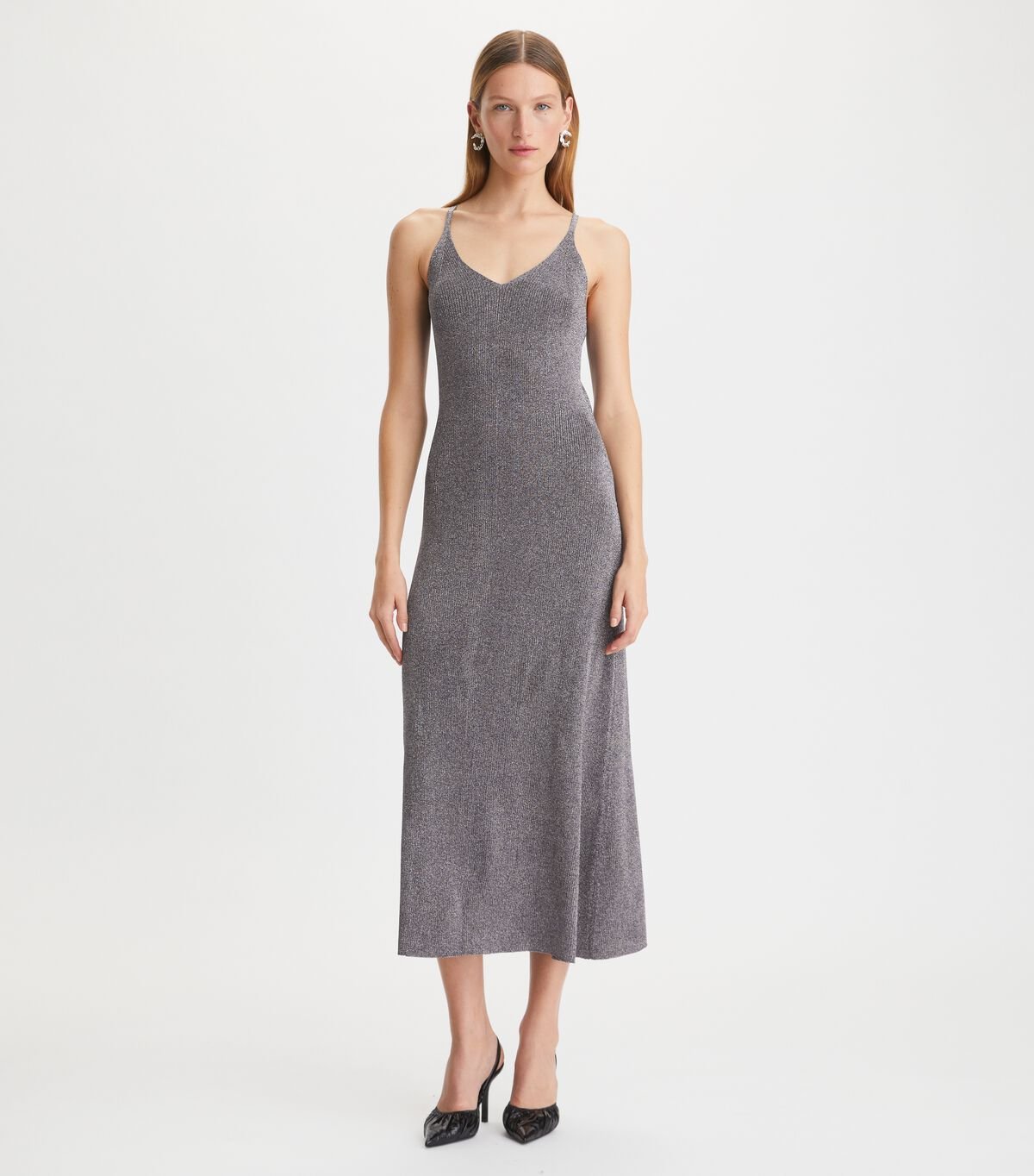 Multicolor Metal Tory Burch Metallic Knitted Slip Women's Dress | OUTLET-90652349