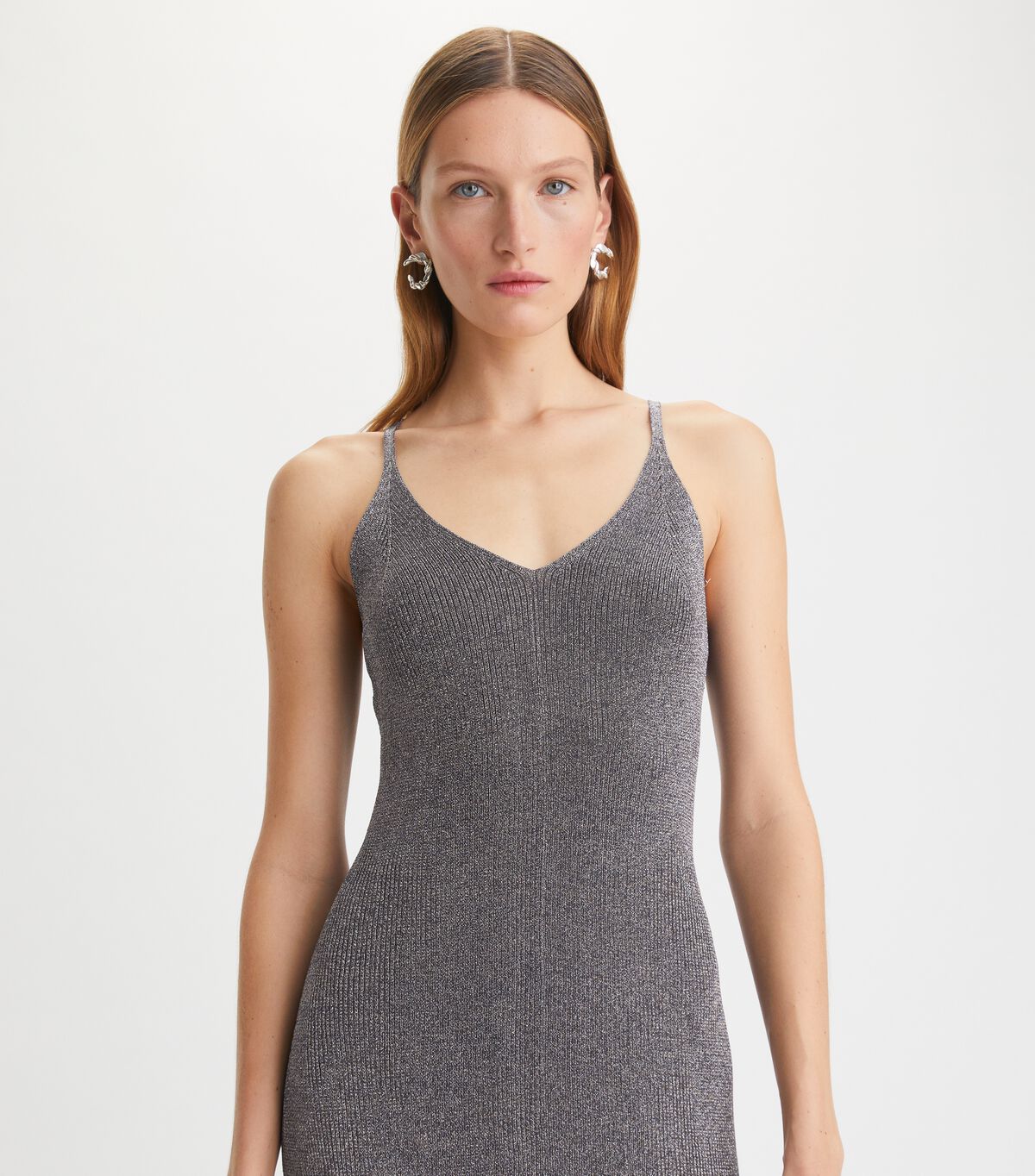 Multicolor Metal Tory Burch Metallic Knitted Slip Women's Dress | OUTLET-90652349