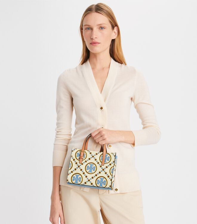 Multicolor Tory Burch Mini T Monogram Women's Tote Bags | OUTLET-57893149