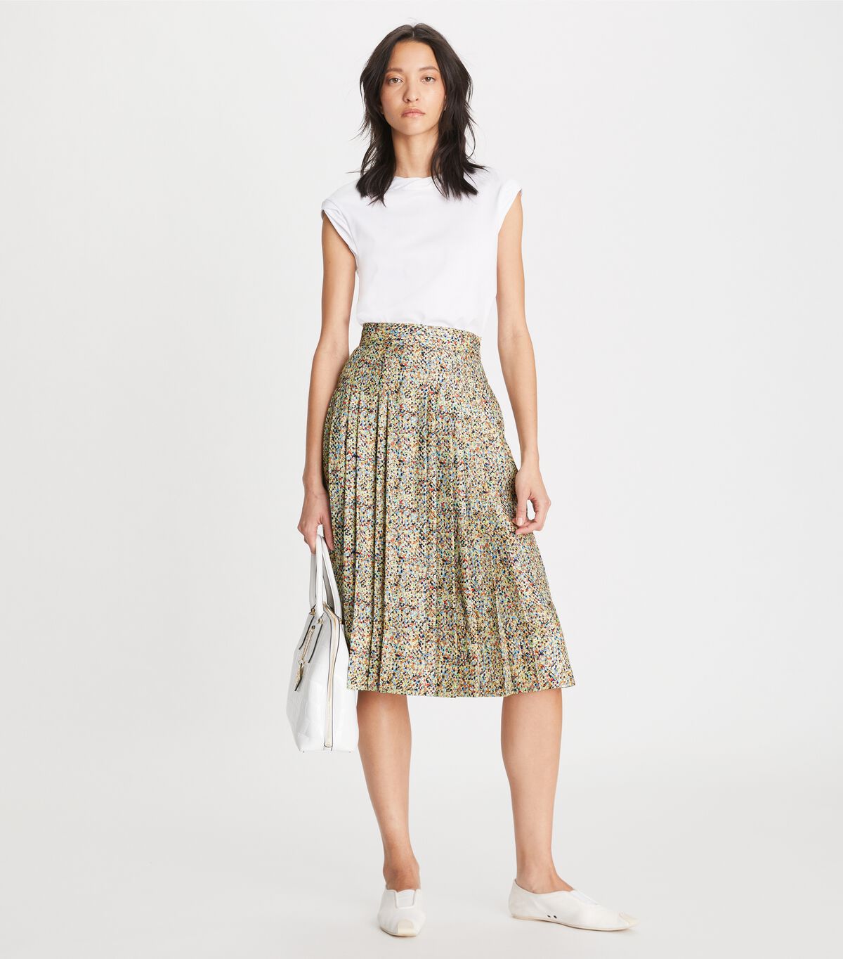 Multicolor Tory Burch Printed Silk Pleated Women's Skirts | OUTLET-42613089