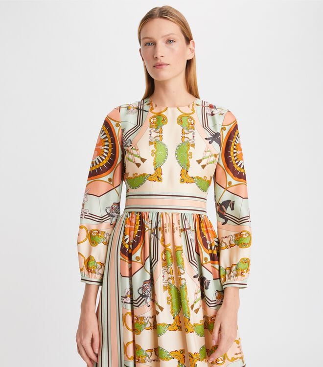 Multicolor Tory Burch Printed Silk Women's Dress | OUTLET-19705849