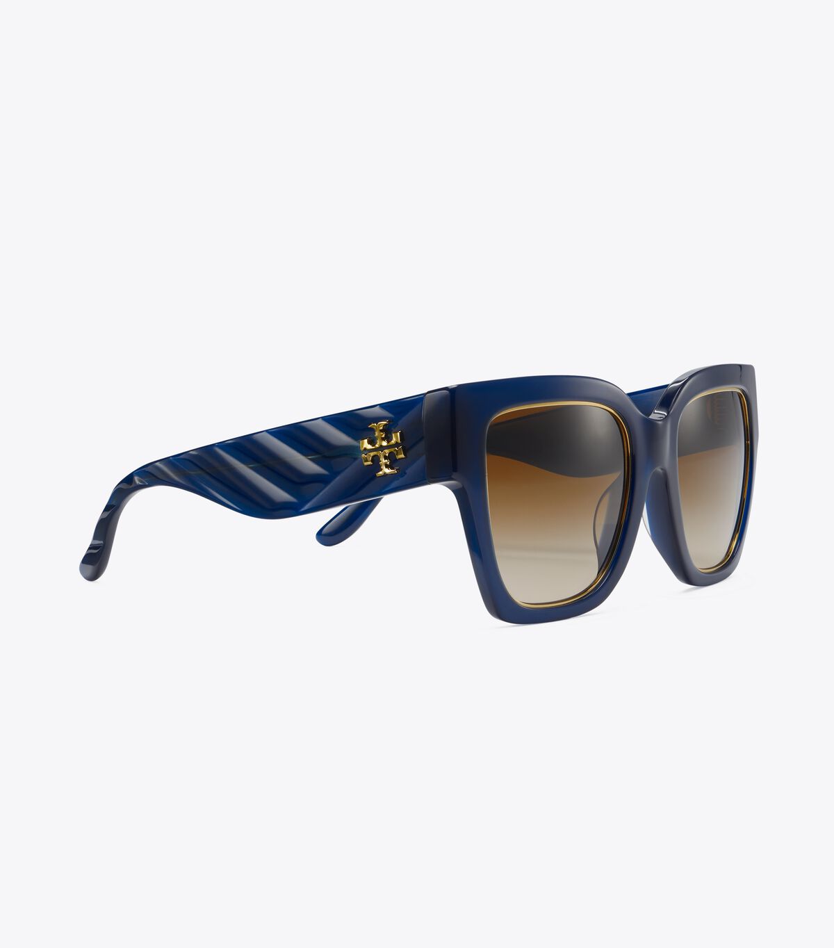 Navy Brown Tory Burch Kira Chevron Square Women's Sunglasses | OUTLET-04693859