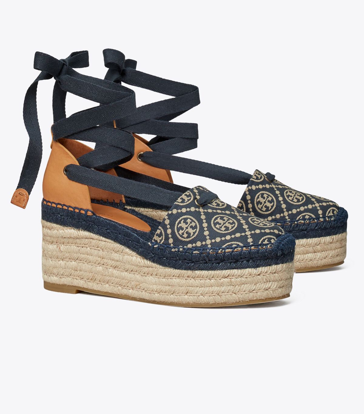 Navy / Brown Tory Burch T Monogram Women\'s Espadrille | OUTLET-32568749