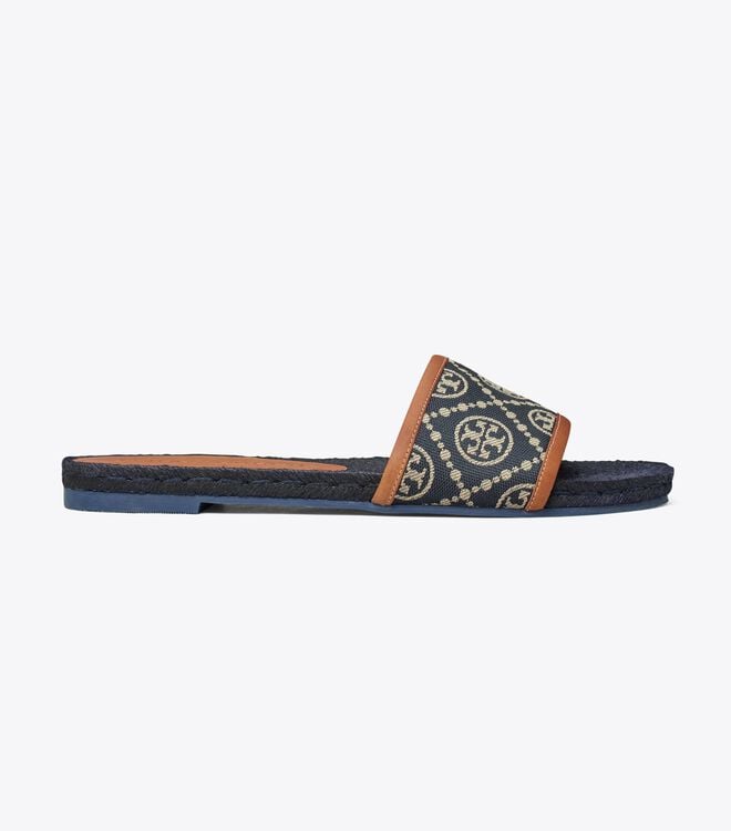 Navy / Brown Tory Burch T Monogram Women's Espadrille | OUTLET-67304159