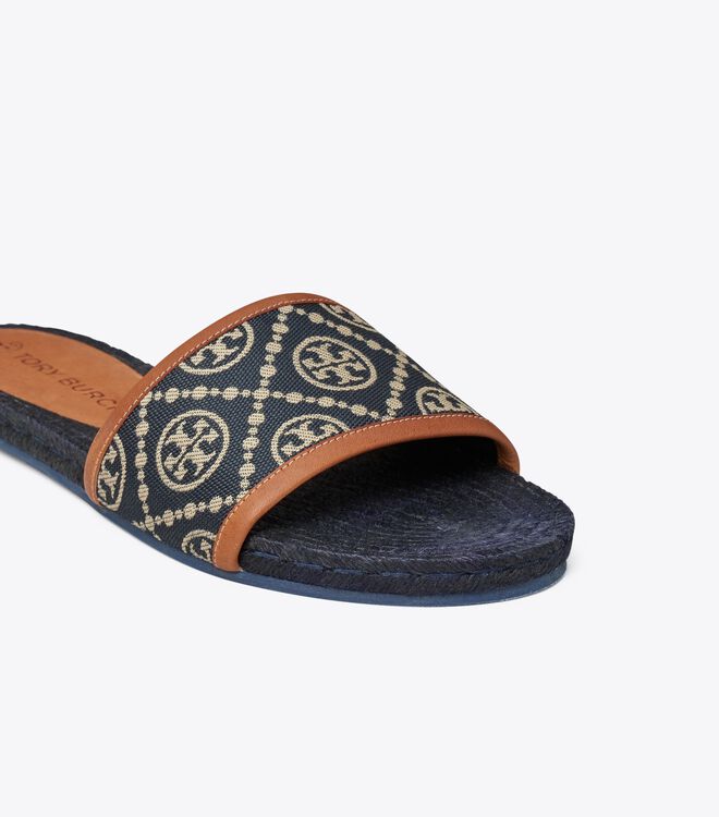 Navy / Brown Tory Burch T Monogram Women's Espadrille | OUTLET-67304159