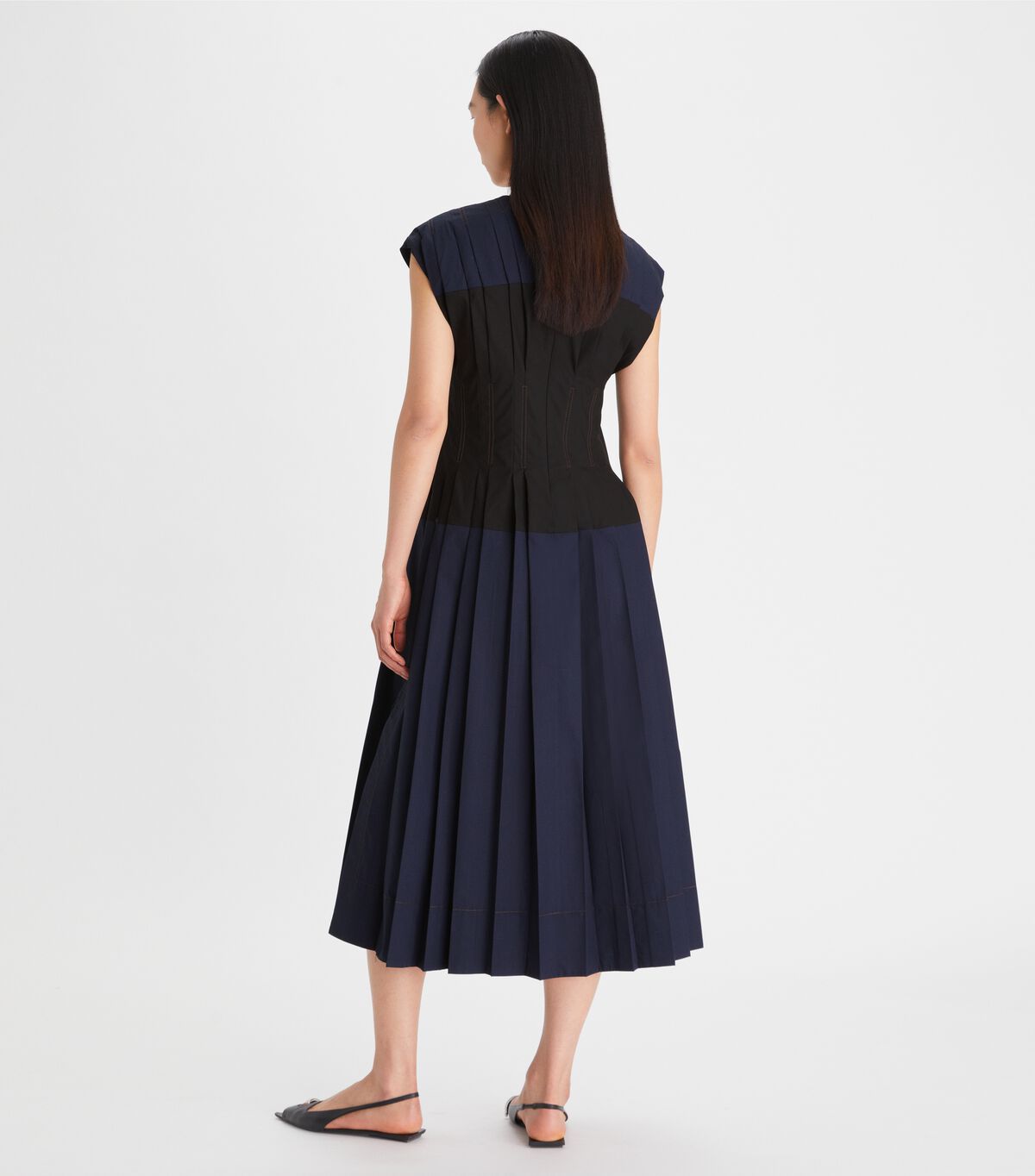 Navy Tory Burch Cotton Poplin Claire Mccardell Women's Dress | OUTLET-28953079