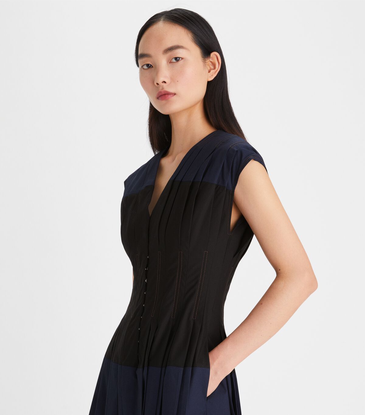 Navy Tory Burch Cotton Poplin Claire Mccardell Women's Dress | OUTLET-28953079