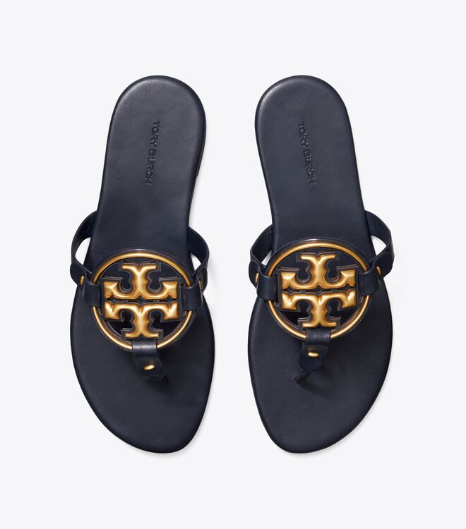 Navy Tory Burch Metal Miller Soft Women's Sandals | OUTLET-03467199