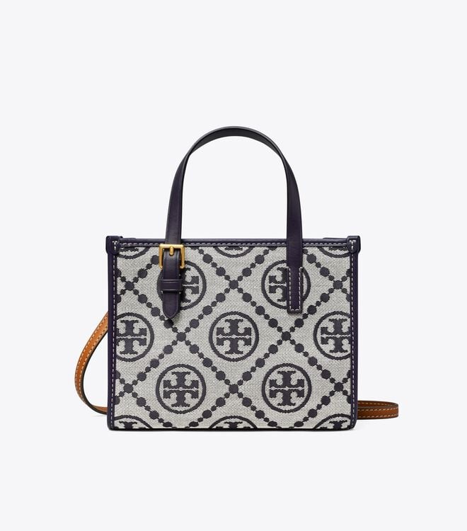 Navy Tory Burch Mini T Monogram Square Women's Tote Bags | OUTLET-35862749