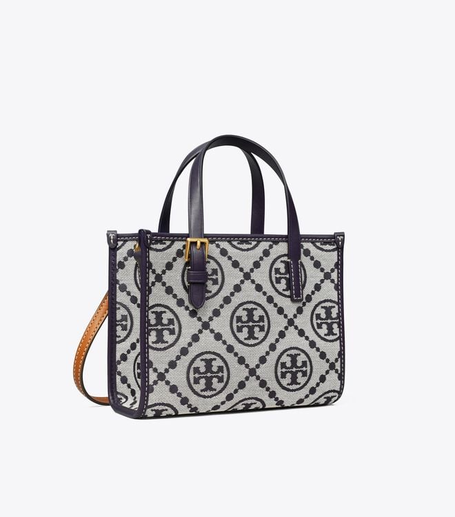 Navy Tory Burch Mini T Monogram Square Women\'s Tote Bags | OUTLET-35862749