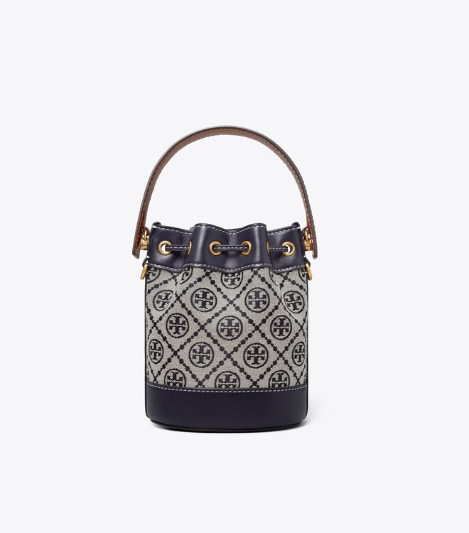 Navy Tory Burch Mini T Monogram Women's Bucket Bags | OUTLET-78961539