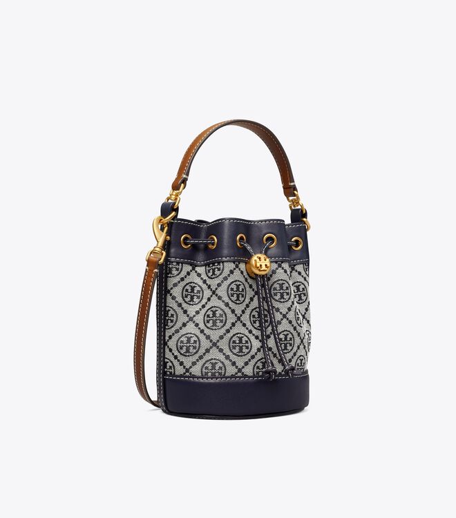 Navy Tory Burch Mini T Monogram Women\'s Bucket Bags | OUTLET-78961539