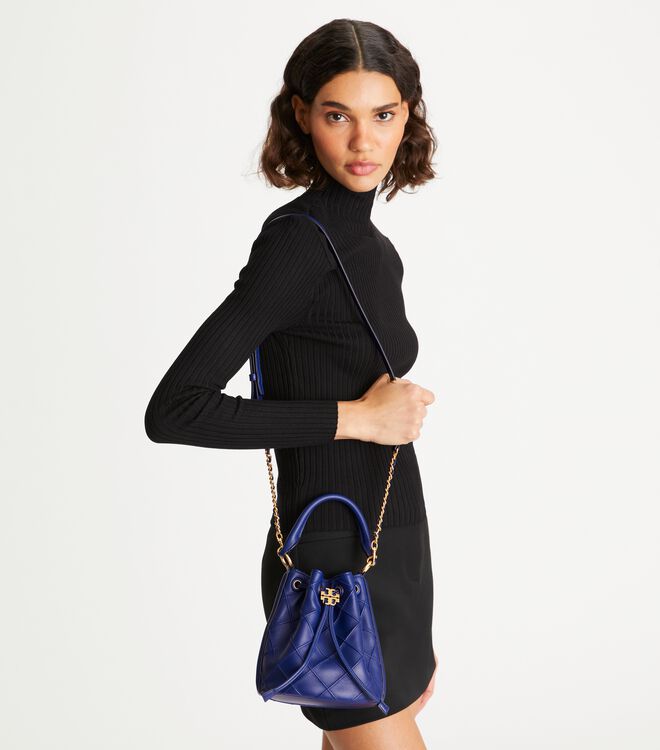 Navy Tory Burch Small Fleming Soft Women's Bucket Bags | OUTLET-57249139