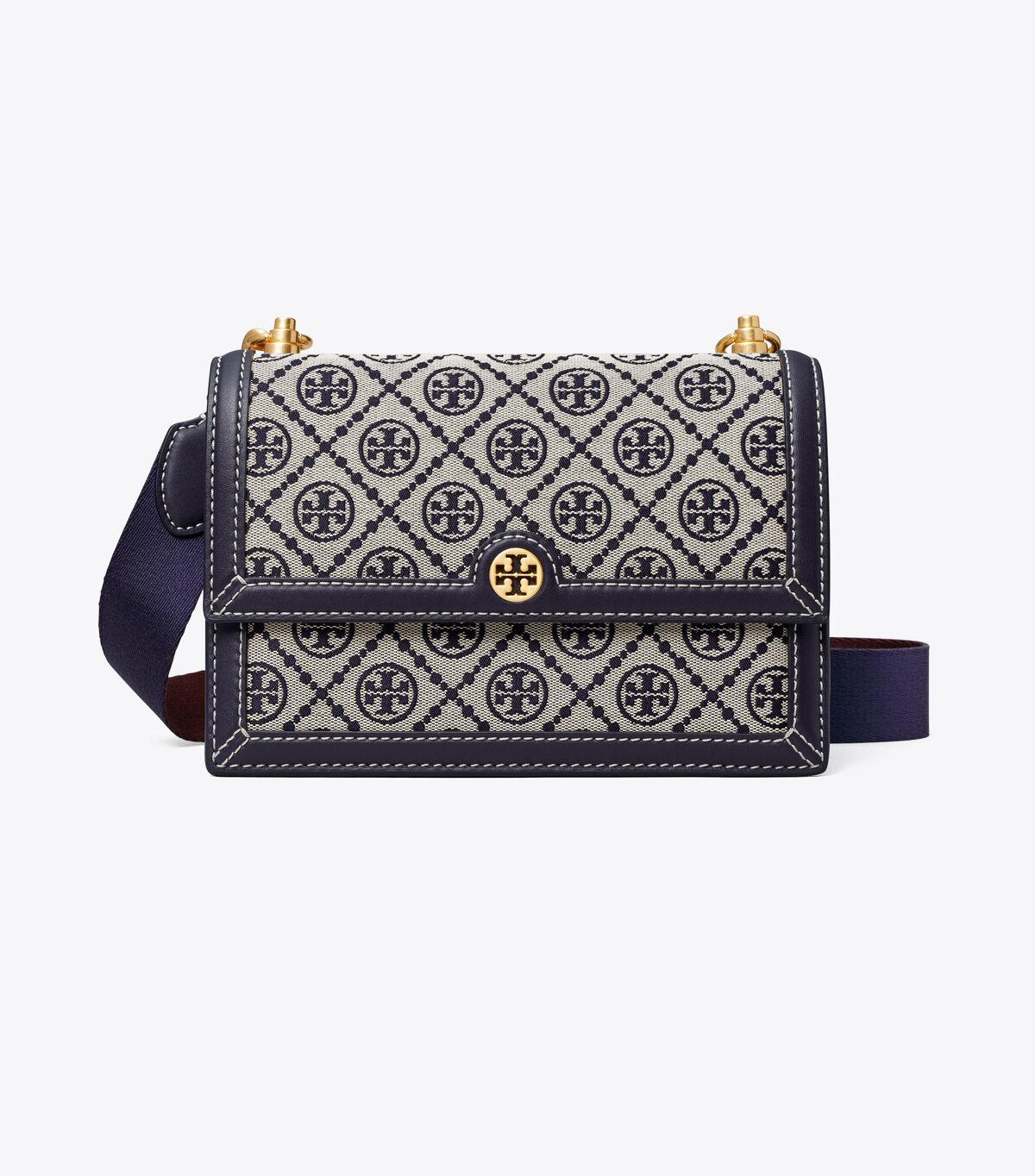 Navy Tory Burch Small T Monogram Women's Shoulder Bags | OUTLET-75281069