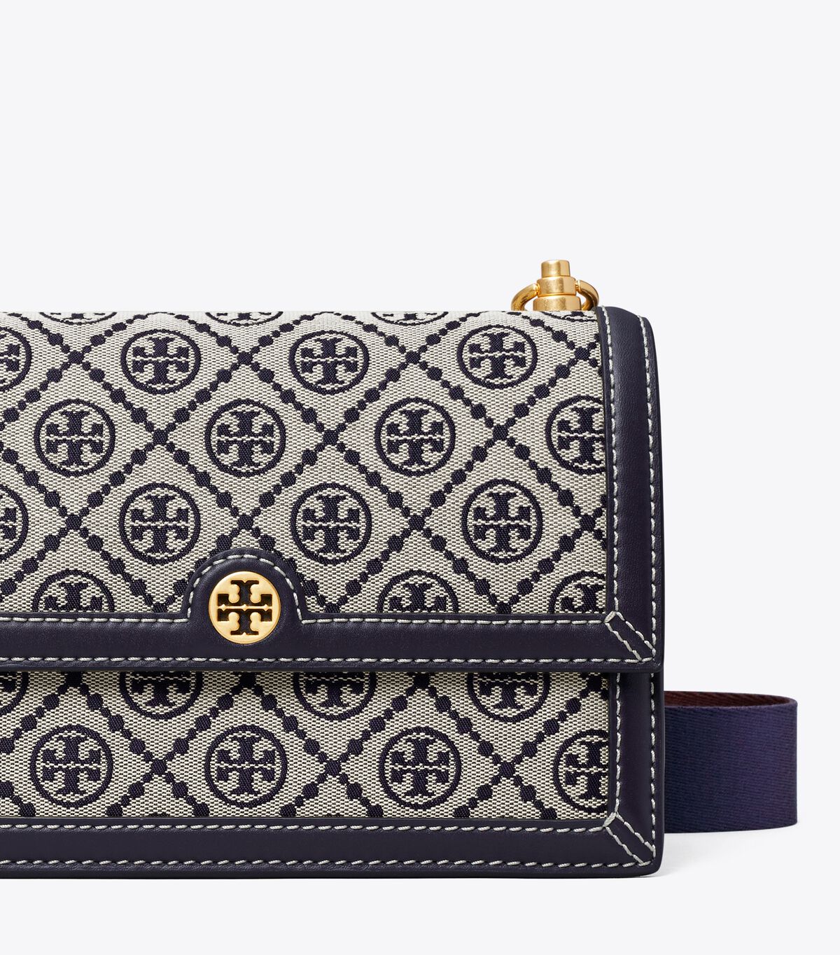 Navy Tory Burch Small T Monogram Women's Shoulder Bags | OUTLET-75281069