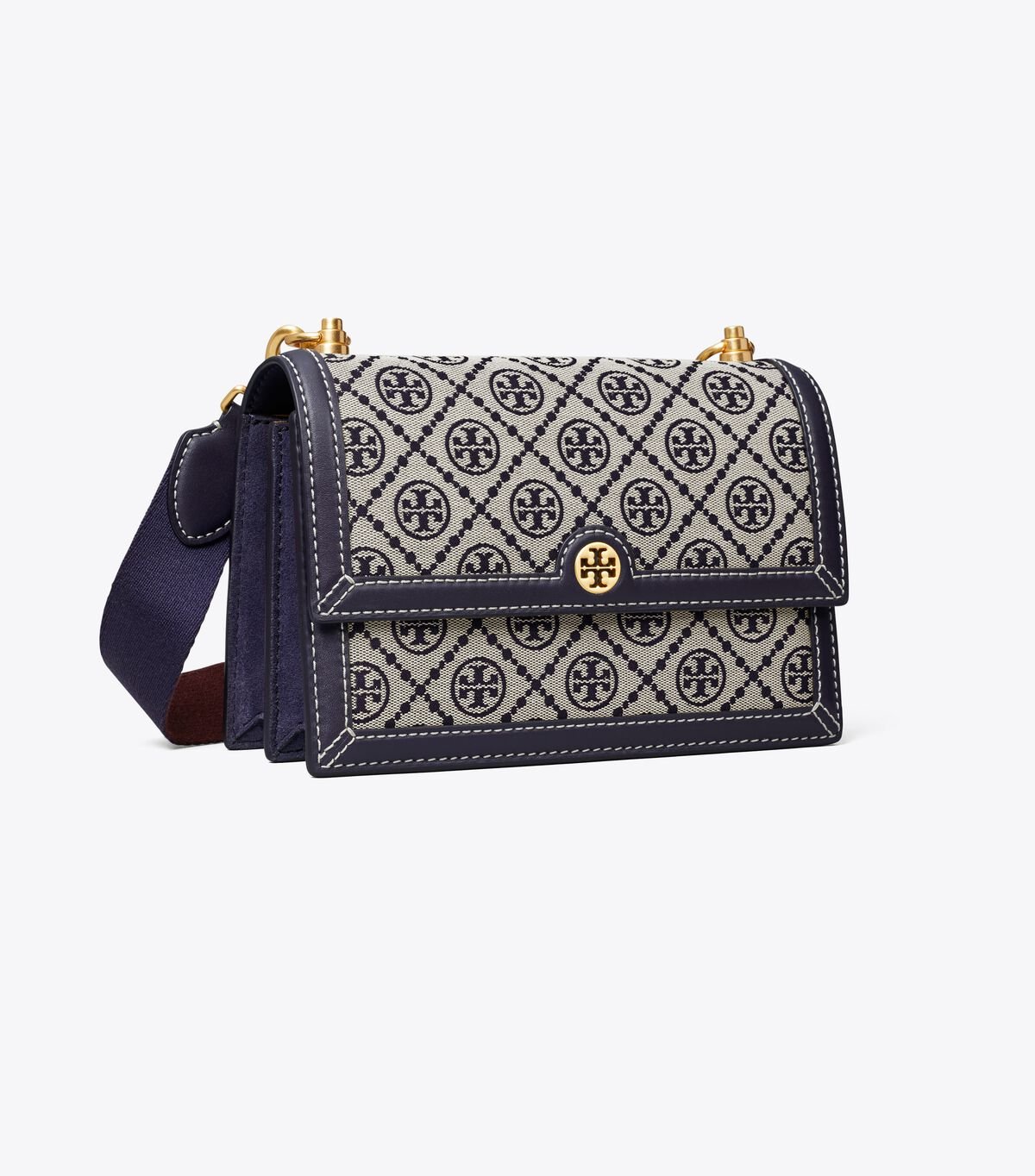 Navy Tory Burch Small T Monogram Women\'s Shoulder Bags | OUTLET-75281069