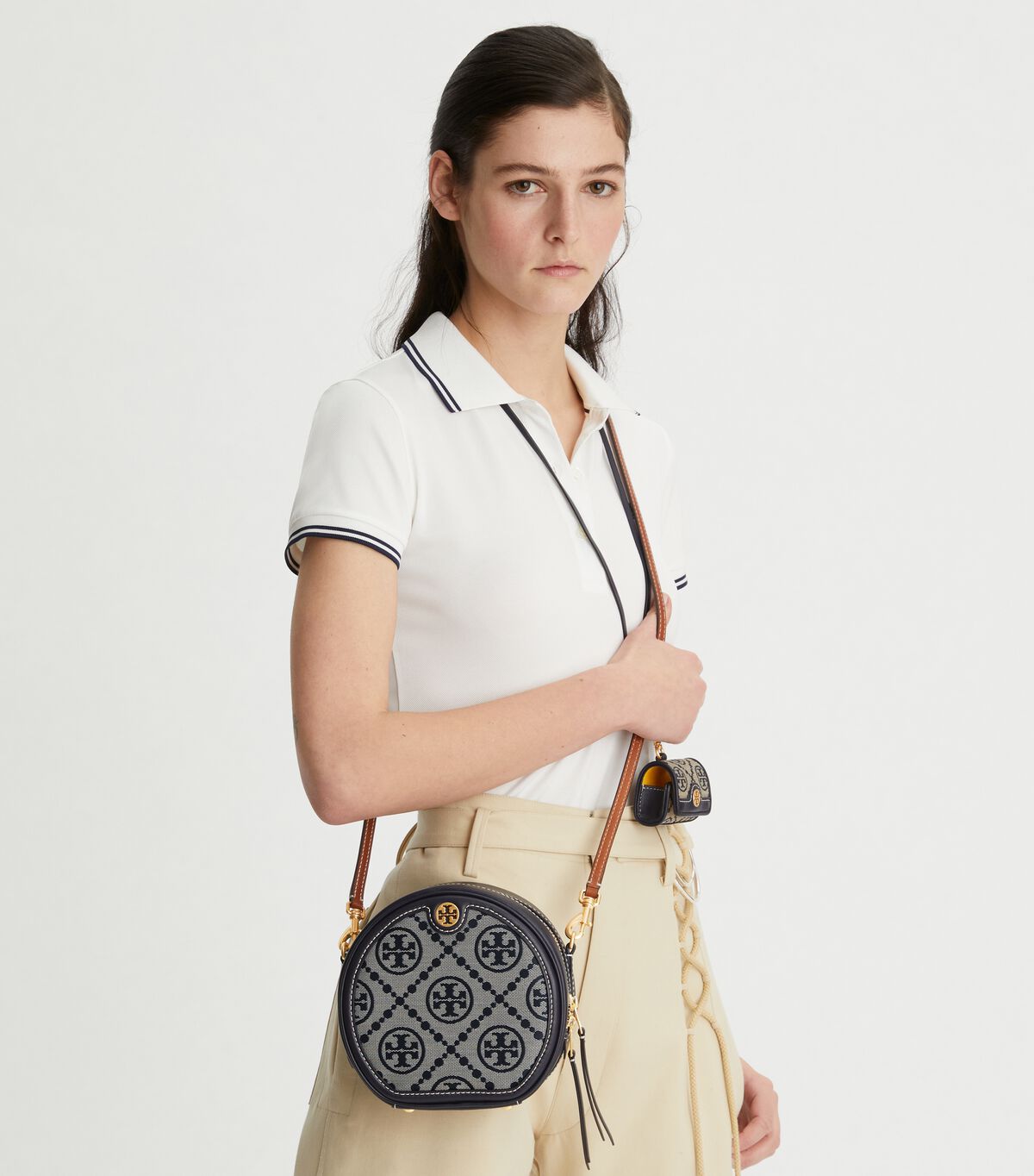 Navy Tory Burch T Monogram Jacquard Moon Women's Crossbody Bags | OUTLET-63217949