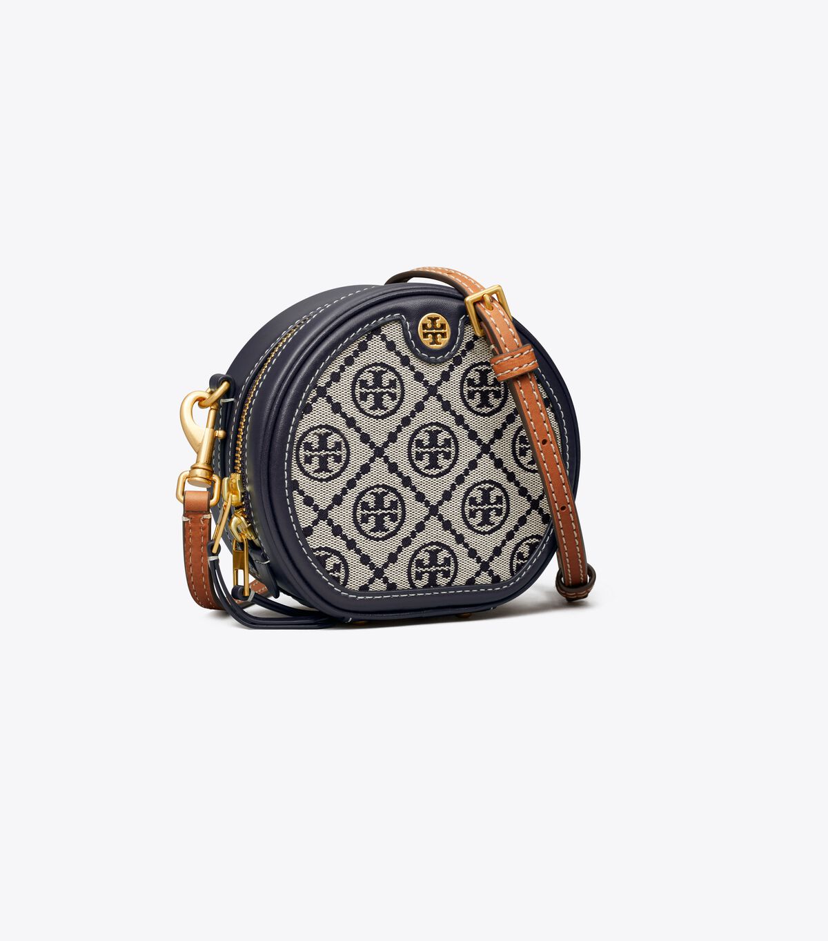 Navy Tory Burch T Monogram Jacquard Petite Moon Women\'s Crossbody Bags | OUTLET-71396589