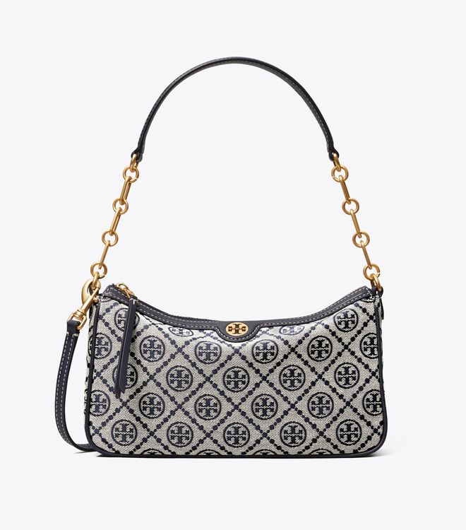 Navy Tory Burch T Monogram Jacquard Women's Shoulder Bags | OUTLET-27041989