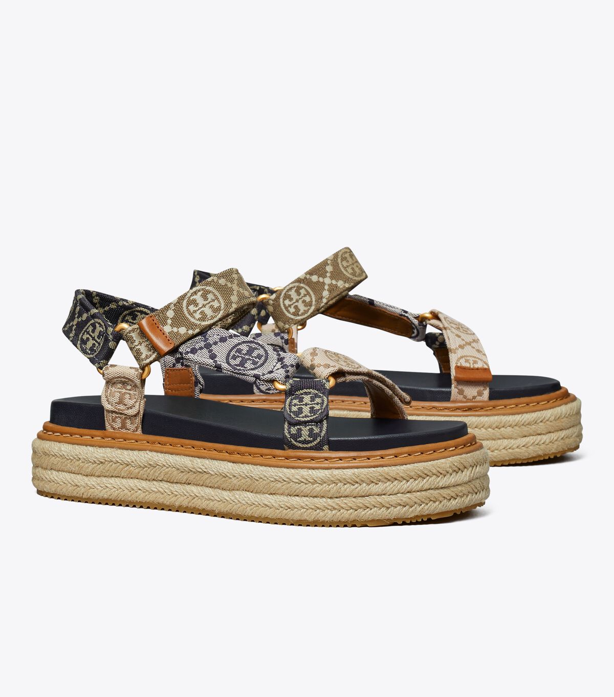 Navy Tory Burch T Monogram Rope Women\'s Sandals | OUTLET-72480959