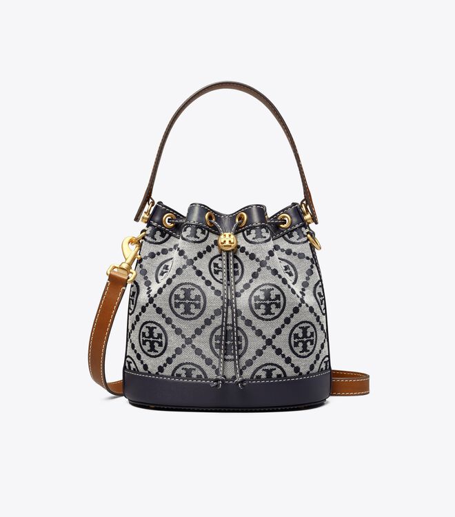 Navy Tory Burch T Monogram Women's Bucket Bags | OUTLET-90268419