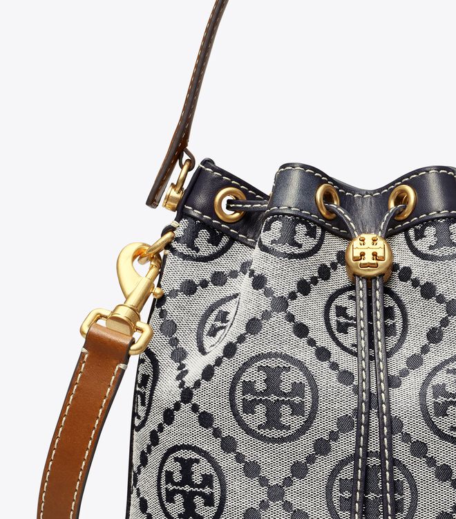 Navy Tory Burch T Monogram Women's Bucket Bags | OUTLET-90268419