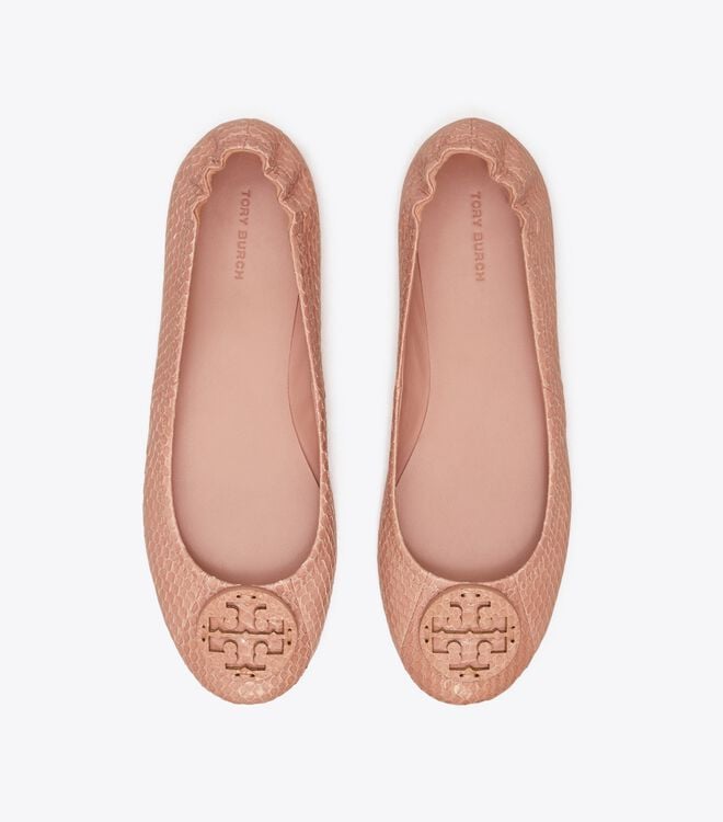 Pink Tory Burch Minnie Travel Women's Ballet Flats | OUTLET-23601859