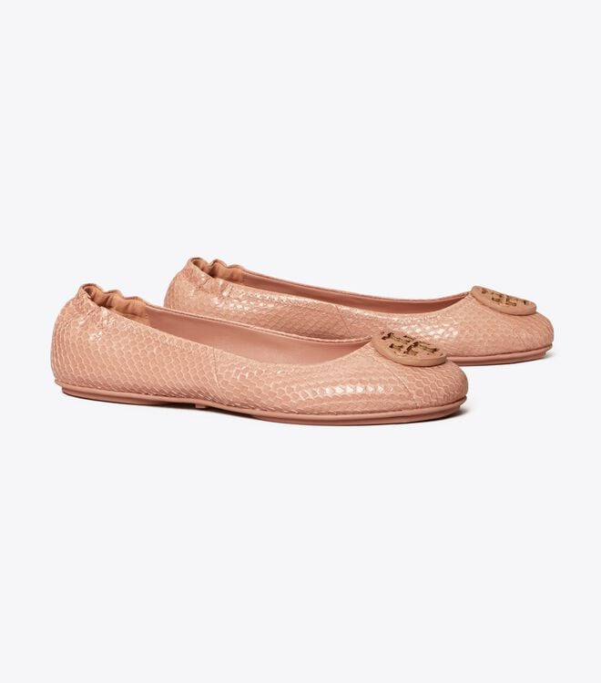 Pink Tory Burch Minnie Travel Women\'s Ballet Flats | OUTLET-23601859