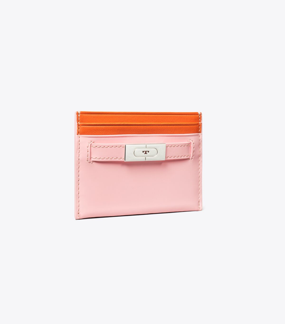 Pink Tory Burch Polished Leather T Women\'s Card Case | OUTLET-80962419