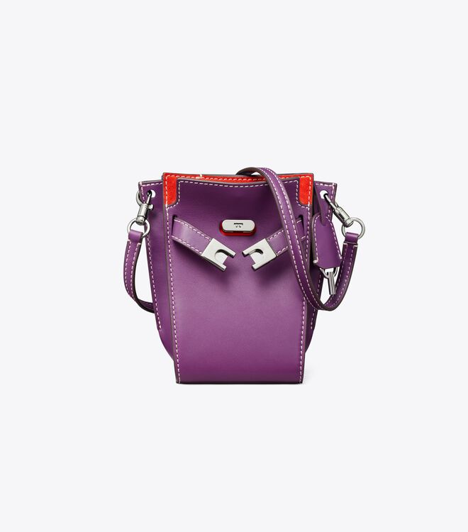 Purple Tory Burch Petite Lee Radziwill Double Women's Bucket Bags | OUTLET-65814979