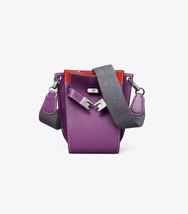 Purple Tory Burch Petite Lee Radziwill Double Women's Bucket Bags | OUTLET-65814979