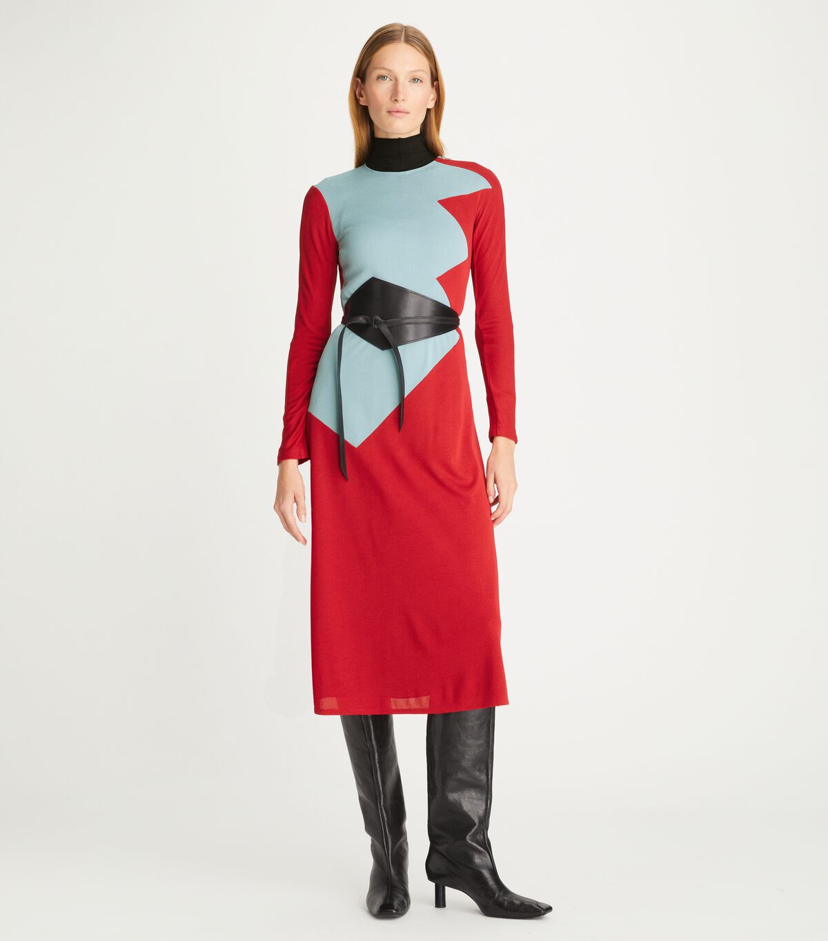 Red Tory Burch Colorblock Honeycomb Women's Dress | OUTLET-52860439