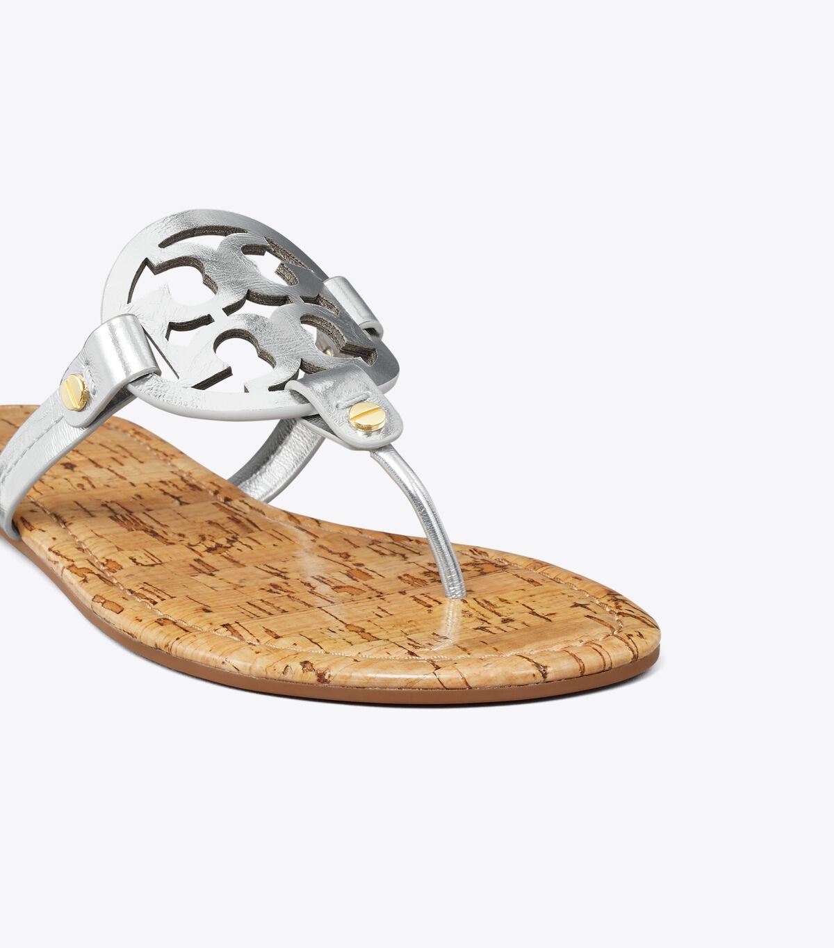 Silver / Beige Tory Burch Miller Leather Women's Sandals | OUTLET-91286039