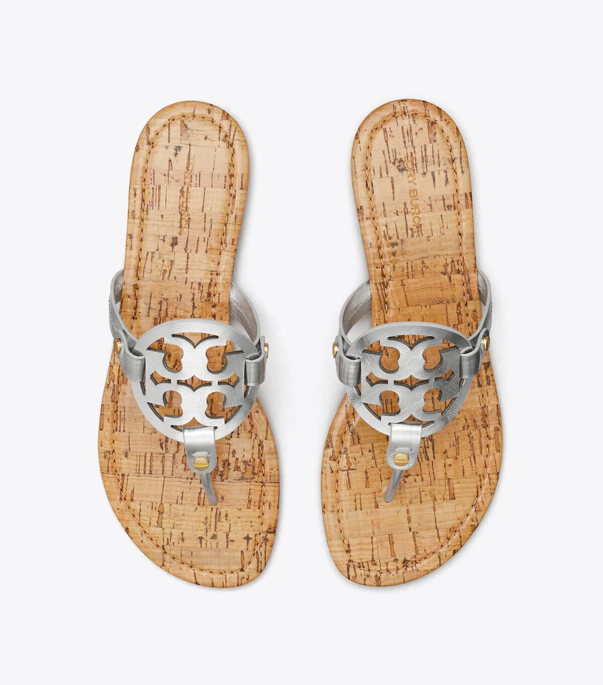 Silver / Beige Tory Burch Miller Leather Women's Sandals | OUTLET-91286039