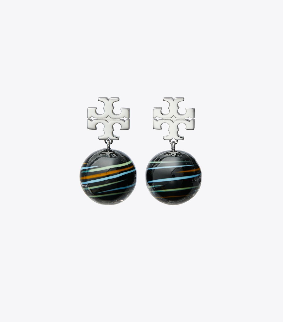 Silver / Black Multicolor Tory Burch Roxanne Small Drop Women\'s Earrings | OUTLET-63581049