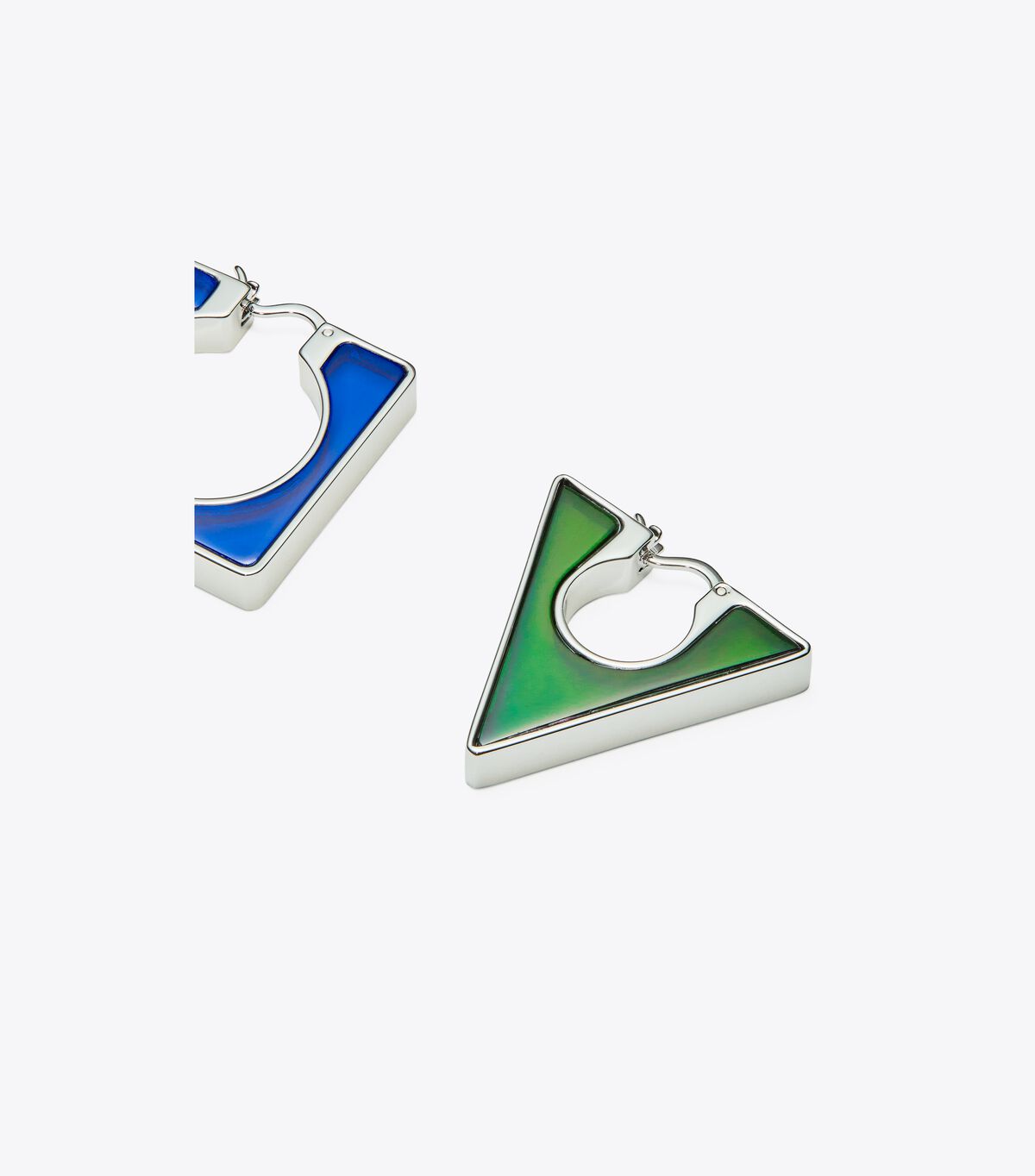 Silver / Blue / Green Tory Burch Geo Hoop Women's Earrings | OUTLET-21960759