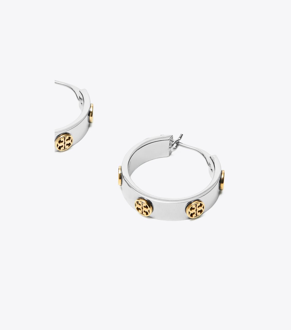 Silver / Gold Tory Burch Miller Stud Huggie Women's Earrings | OUTLET-94653109