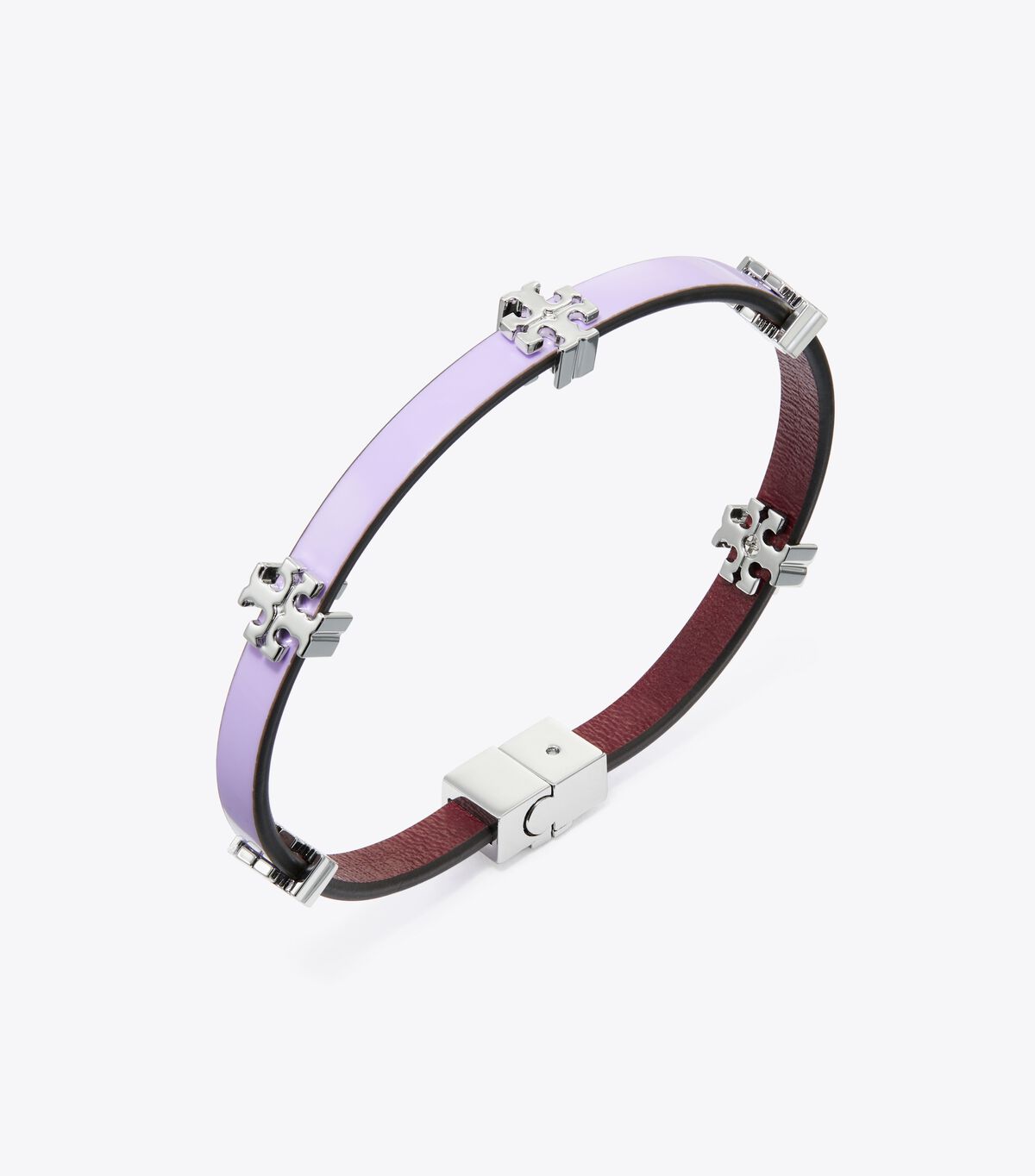 Silver / Lavender Tory Burch Eleanor Leather Women's Bracelet | OUTLET-76235989