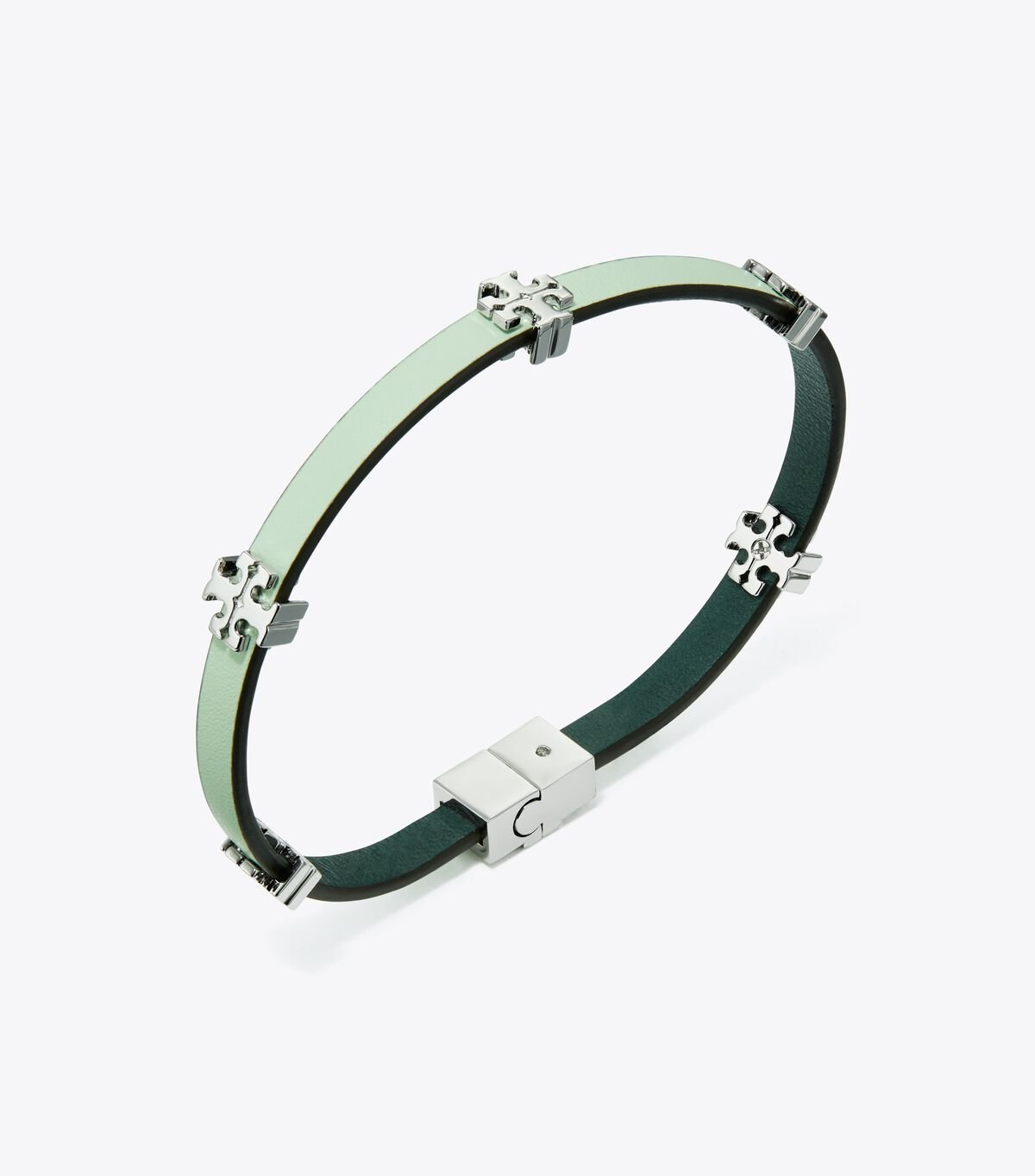 Silver / Mint Green Tory Burch Eleanor Leather Women's Bracelet | OUTLET-85347209