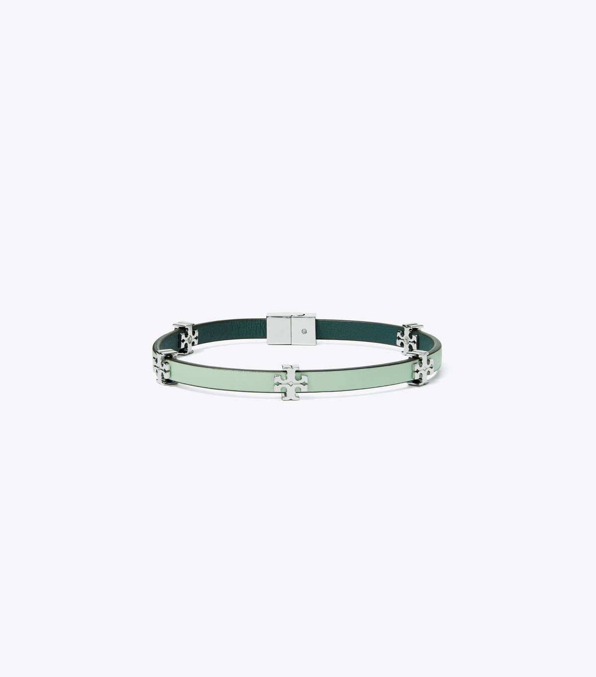 Silver / Mint Green Tory Burch Eleanor Leather Women\'s Bracelet | OUTLET-85347209